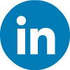 Dark blue circular icon with white LinkedIn 'in' logo inside.